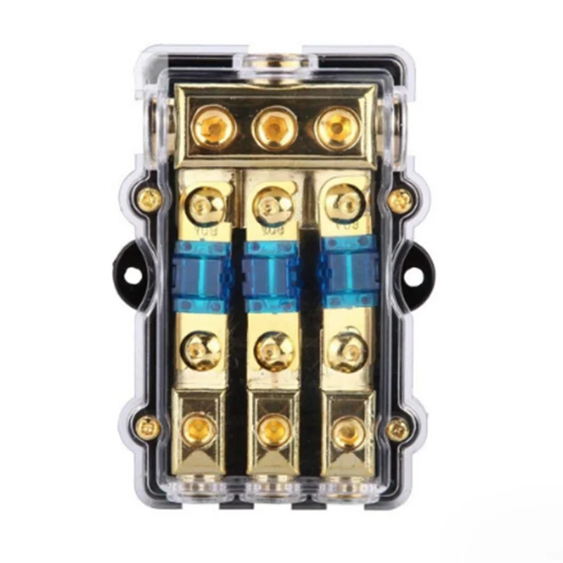 AEA6-3 Way ANL Fuse Holder 60 Amp Distribution Block 4 Gauge In To 8 Gauge Out For Car Truck Boat Marine Audio Amplifier