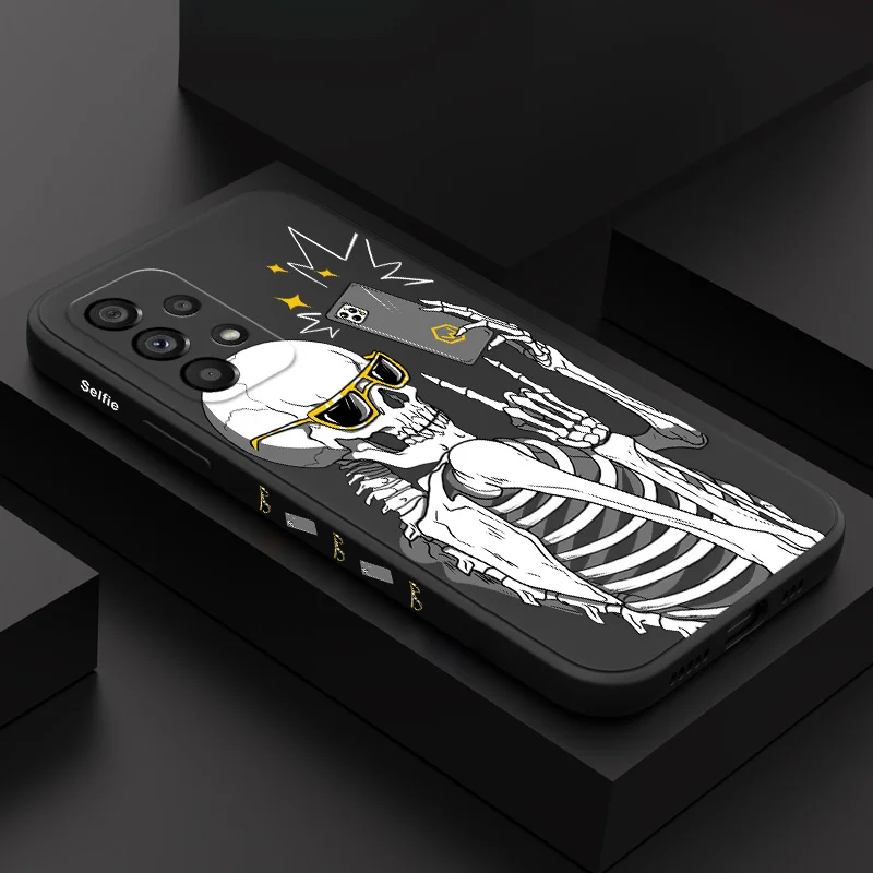 Blackened Skull Phone Case For Samsung Galaxy A73 A53 A33 A23 A13 A03 A72 A52 A52S A32 A22 A12 A71 A51 A31 A21S 4G 5G Cover