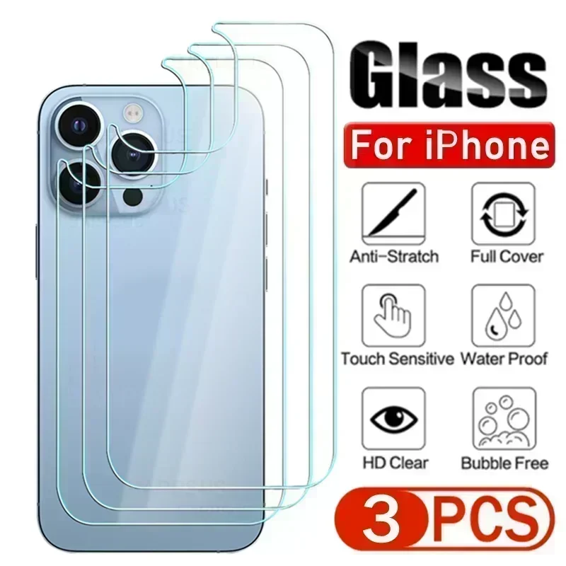 

Tempered Back Glass For iPhone 15 14 Plus 13 12 Pro Max Mini Protective Screen Protector Glass Film For iPhone15 15PM 14 ProMax