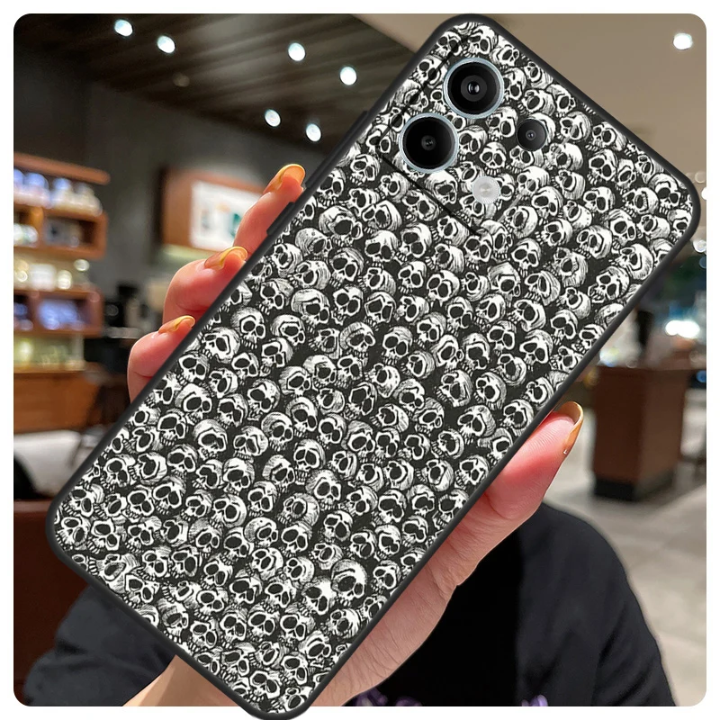 Gothic Fashion Skull Case For Xiaomi Redmi Note 12 9 10 11 13 14 15 Pro Plus Cover For Redmi 13C 12C 10C 14C 15 C