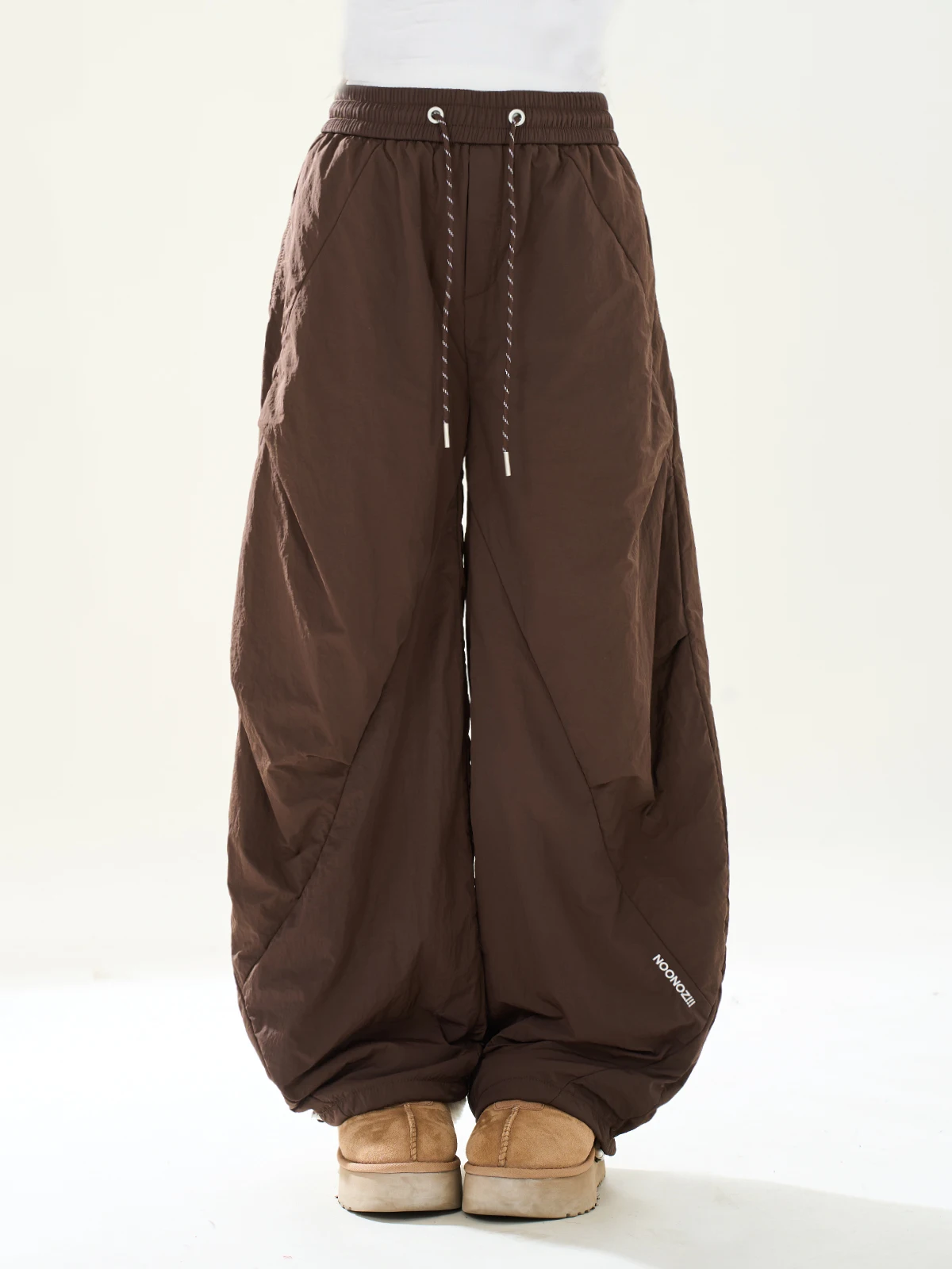 

Женские зимние теплые брюки ENJOG в стиле ретро, коричневые, с подкладкой, свободные, повседневные, с высокой талией, широкие штанины