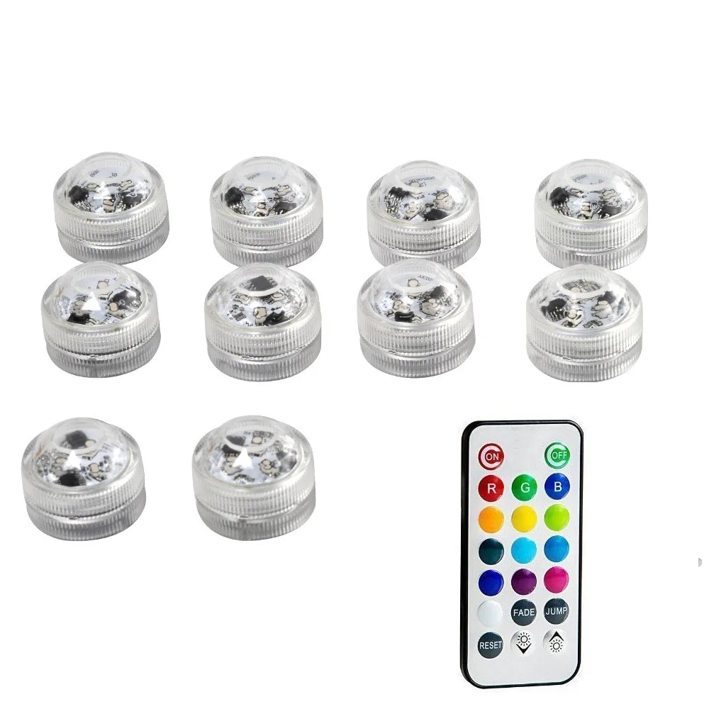 

10Pcs/Lot Submersible Underwater Night Lamp For Fish Tank Pond Swimming Pool Ip65 Waterproof Battery Led Remote RGB Light