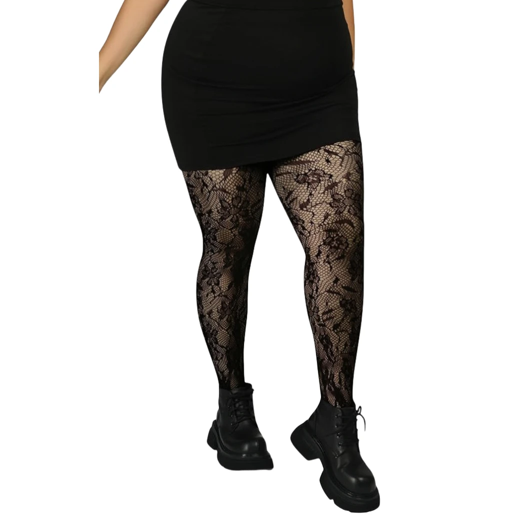 Lenceria Sexy Bodystockings for Women Underwear Flower Fishnet Legging Black White Pantyhose Plus Size Tights