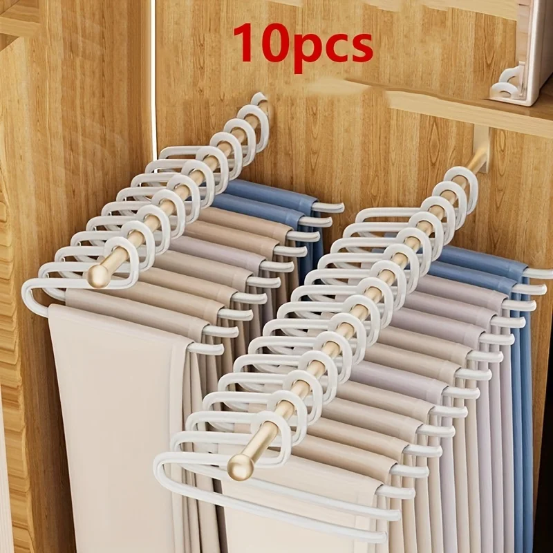 10/20pcs Magic Space Saving Closet Organizer Plastic Hangers Non-slip Traceless Pants Rack for  and Dorm Use