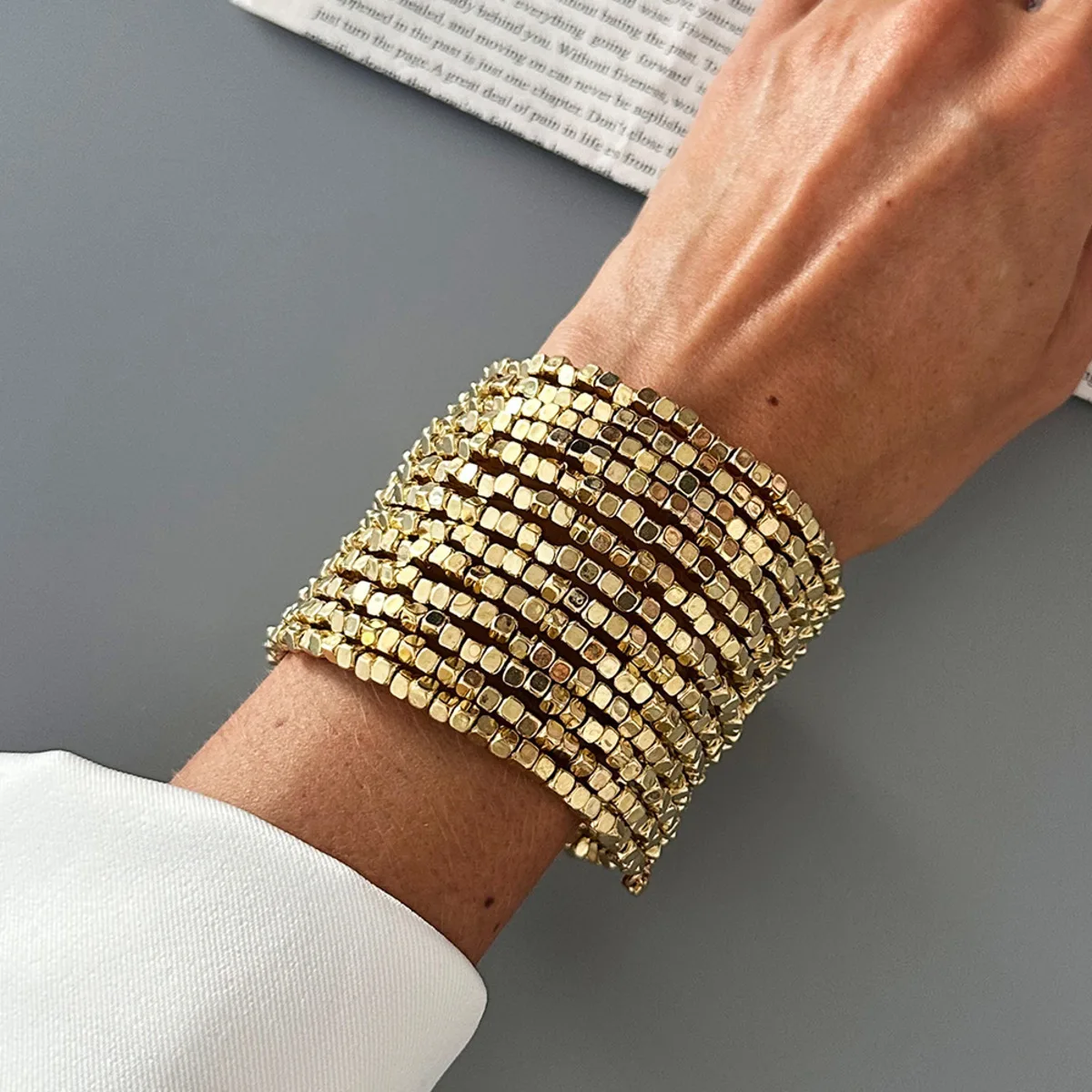 Ingemark Vintage Multi Layer Wide Bracelet for Women Punk CCB Acrylic Bead Chain Bangle Bracelet Fashion Jewelry Accessories