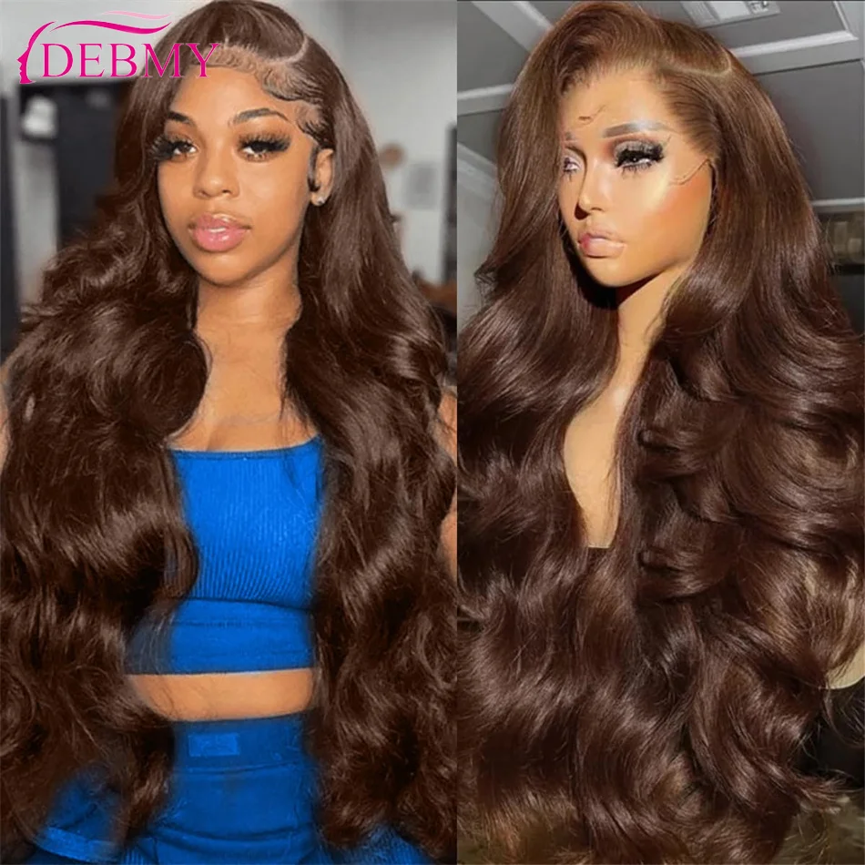 

Chocolate Brown Human Hair Wig Body Wave Lace Front Wigs On Sale 13x4 13x6 HD Brown Lace Frontal Wig 100% Human Hair Pre Plucked