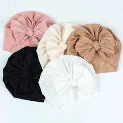 Baby Bows Turban Hat Soft Elastic Baby Summer Bonnet Hat for Newborn Girls Breathable Solid Color Breathable Infant Kids Beanie