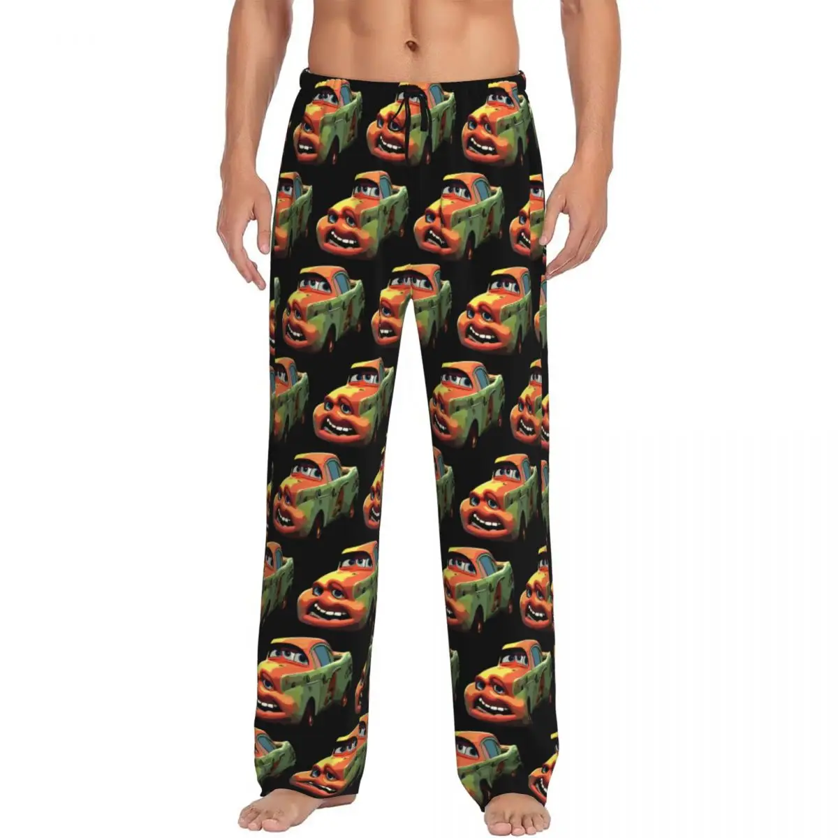 

Custom Lightning Mcqueen Cartoon Cars Pajama Pants Men's Lounge Sleep Drawstring Sleepwear Bottoms with Pockets