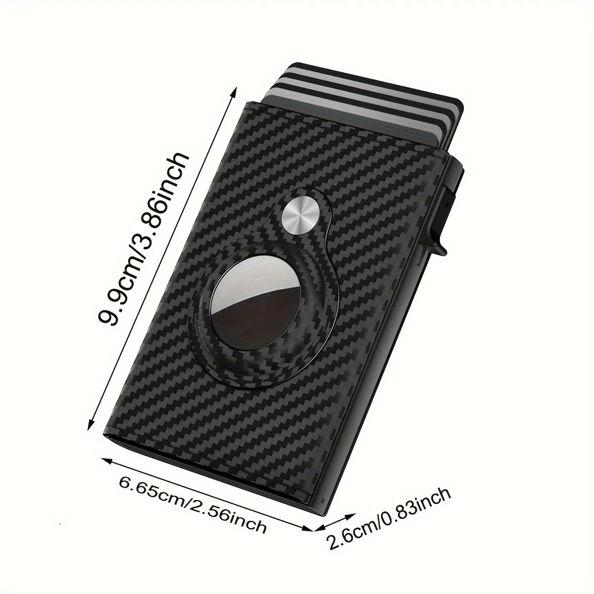 Mens Smart Wallet Card Holder for AirTag: Slim, Carbon Fiber, Minimalist - 9-14 Card Capacity | ID Window | Cash Slot
