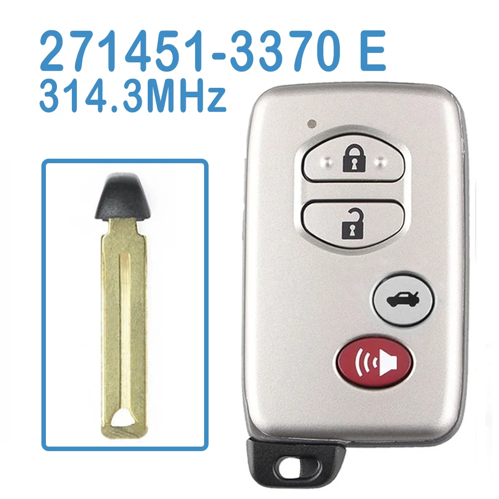 

271451-3370 E Auto Smart Remote HYQ14AAB 314.3MHz Replace Car Key 3+1 Buttons For Toyota Avalon Camry Corolla 2007-2014