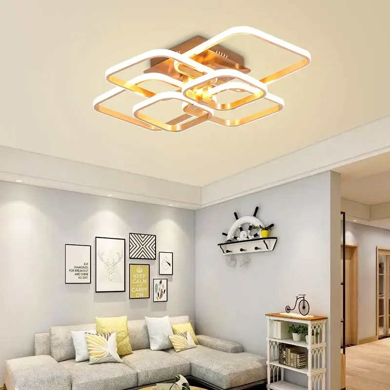 

Classic Metal Base Aluminum Cover Bedroom Luxury Square Modern Indoor Led Ceiling Lamp