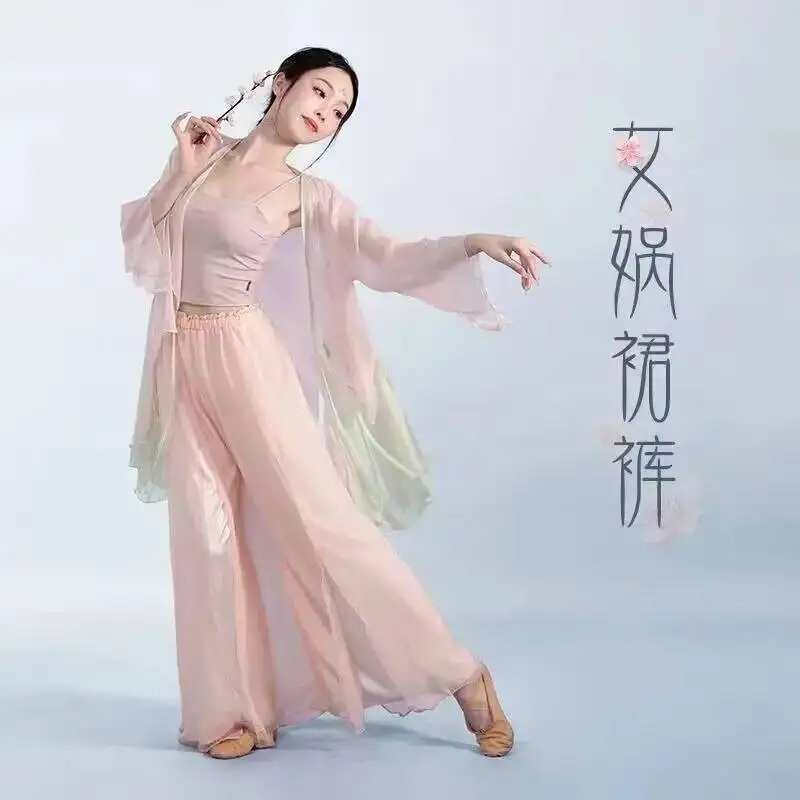 

New Women's Traditional Chinese Vintage Dress New Fan Classical Dance Dress Set Female Chinese Folk Dance Dress Costume