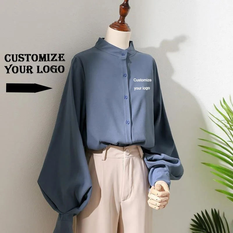 

DIY customizes your logo for women's bubble sleeve shirts, single breasted shirts, office shirts, size reference size chart