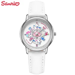 Kawaii Genuine Luxury Watch for Women Anime Figure Hello Kitty Carousel Quartz Watch Waterproof Women Watches Kawaii Reloj Gifts