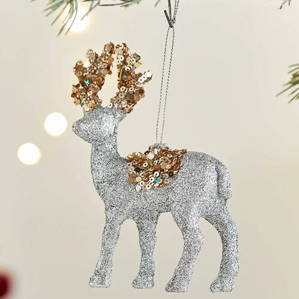 Elegant Standing Velvet Christmas Reindeer Glittering Simulation Christmas Red Deer Figurines Red Plush Sequins cute