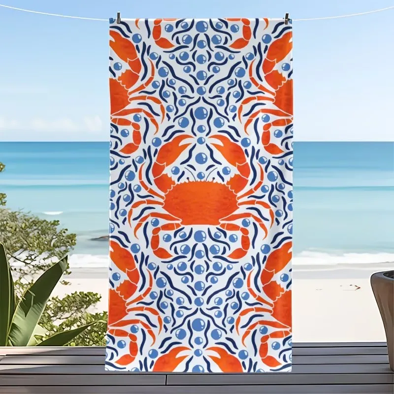 Marine Animal Crab Beach Towels Microfiber Lightweight Fast Dry Sport Bath Towel Mandala Picnic Mat Unique Holiday Gift
