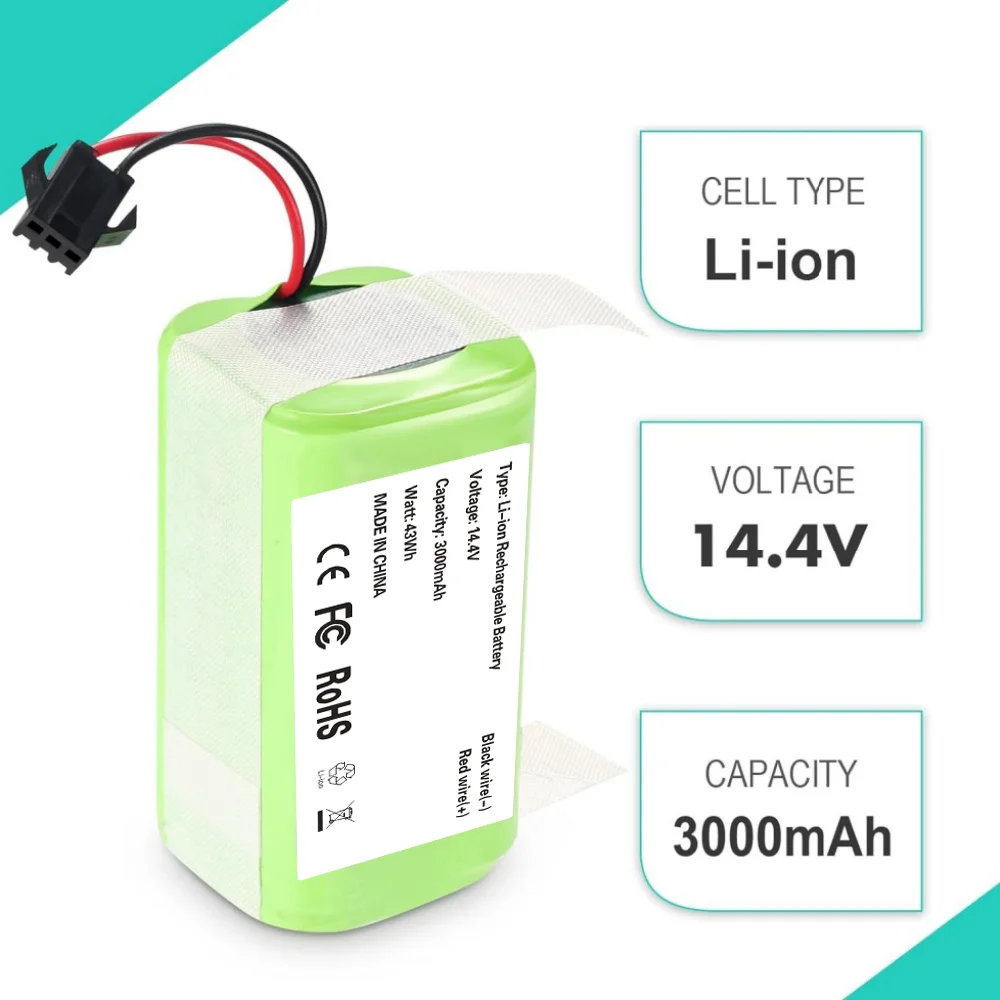 Original 14.4V 3000mAh Replacement Battery for Conga Excellent 990 1090 1790 1990 Deebot N79S N79 DN622 Robovac 11 Tesvor X500