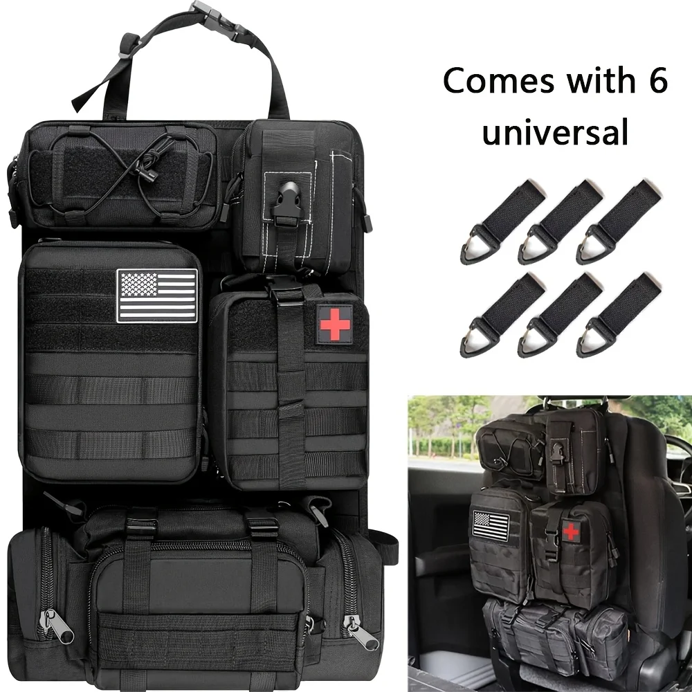 

[Universal] Car Seat Back Organizer, Upgrade Vehicle Panel Organizer with 5 Detachable MOLLE Pouches for Vehicles Such As Jeep, Truck, SUV, Etc Multipurpose Car Organizer Hanging Travel Accessories Organizer Comes with 6pcs Keychains JUYHGV