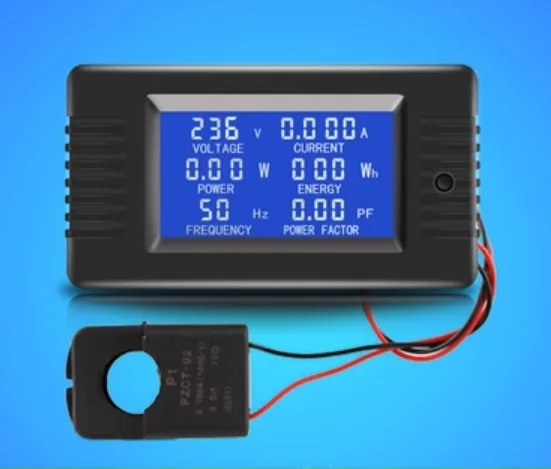 AC 6in1 220V 80V~260V 100A Single Phase Digital Ampermeter Power Energy Voltmeter Ammeter Volt Watt Kwh Factor Meter Split CT