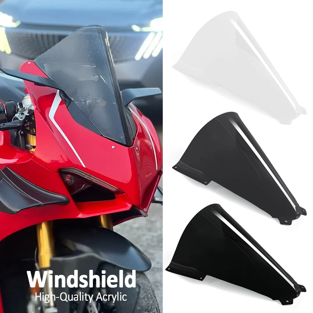 

Motorcycle Windshield For Ducati Panigale V4 V4S 2020-2024 Windscreen Heighten Windshield Enlarge Wind Spoiler Cover Fairing