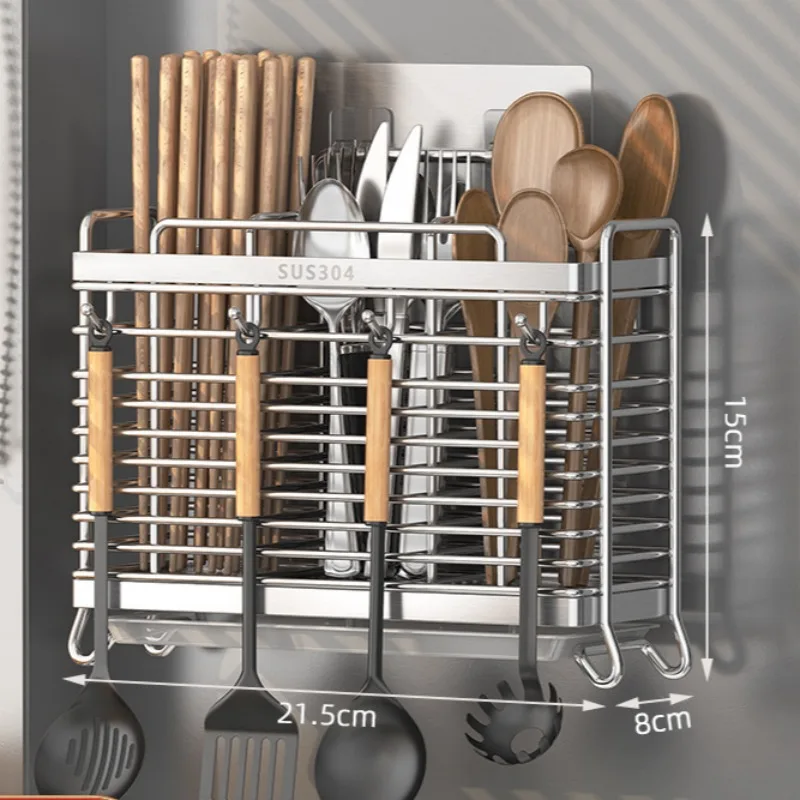 

Kitchen Hanging Stainless Steel Chopsticks Spoons Fork Cutlery Holder Organizer Rack Drainer Storage Accessories Items