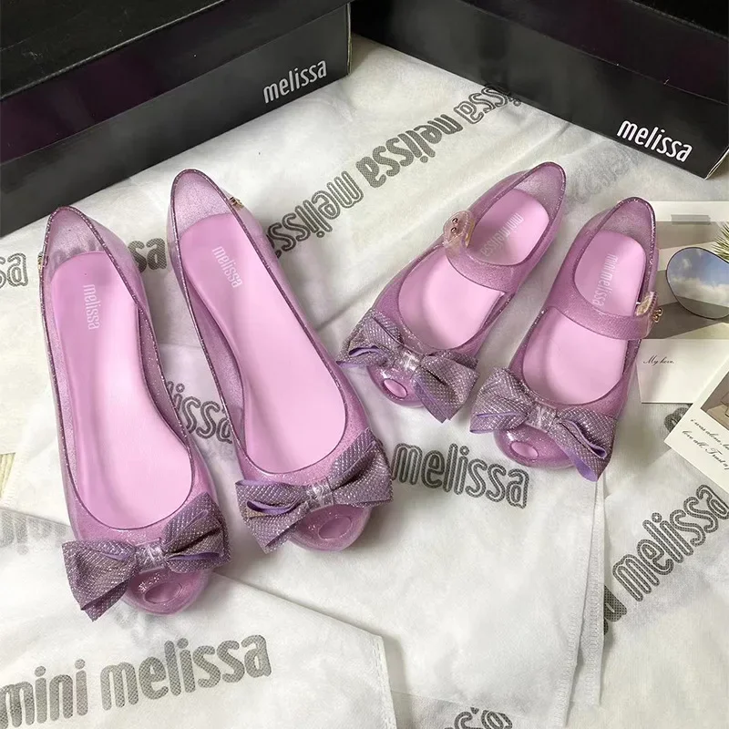 أحذية ميليسا للأطفال من قماش الجيلي صنادل الأميرة ذات الجزء السفلي الناعم مع عقدة فراشة للفتيات والأحذية المفردة للأطفال #4