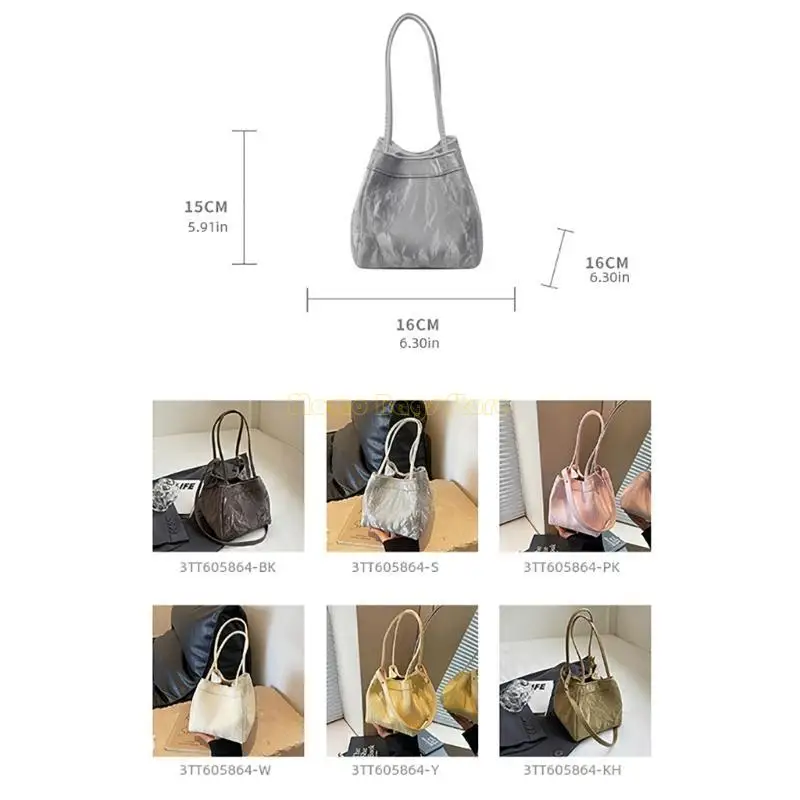 X90D حقيبة دلو تجميلية تحت الإبط من جلد البولي يوريثان مع حزام قابل للتعديل #6