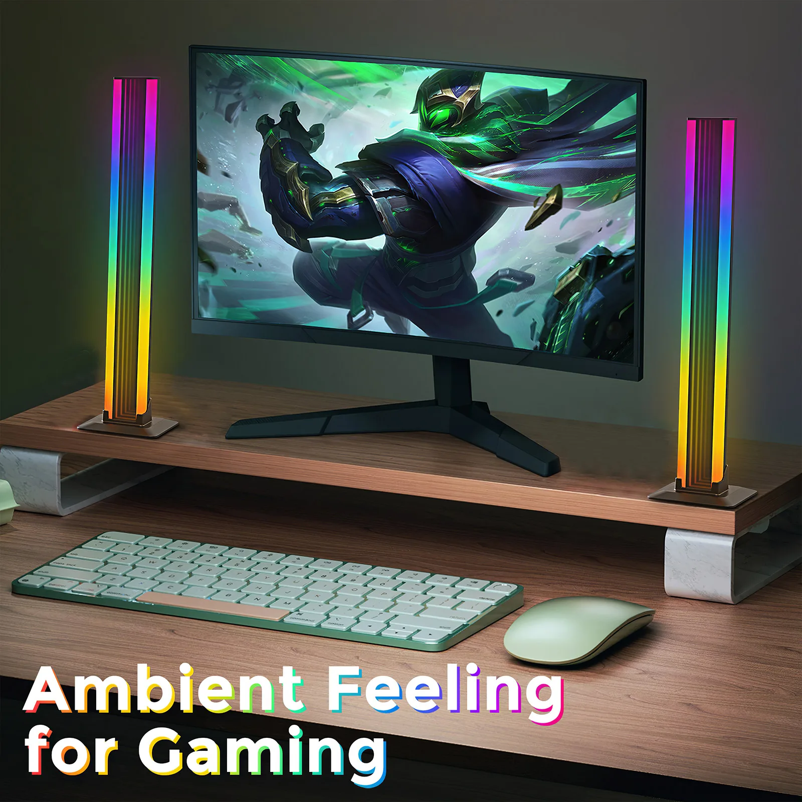 Imagem -03 - Rgb Led Desktop Floor Lamp Barras de Luz Noturna Música Rhythm Luzes Atmosféricas Backlight para Gaming Room Decoração Lâmpada Pcs