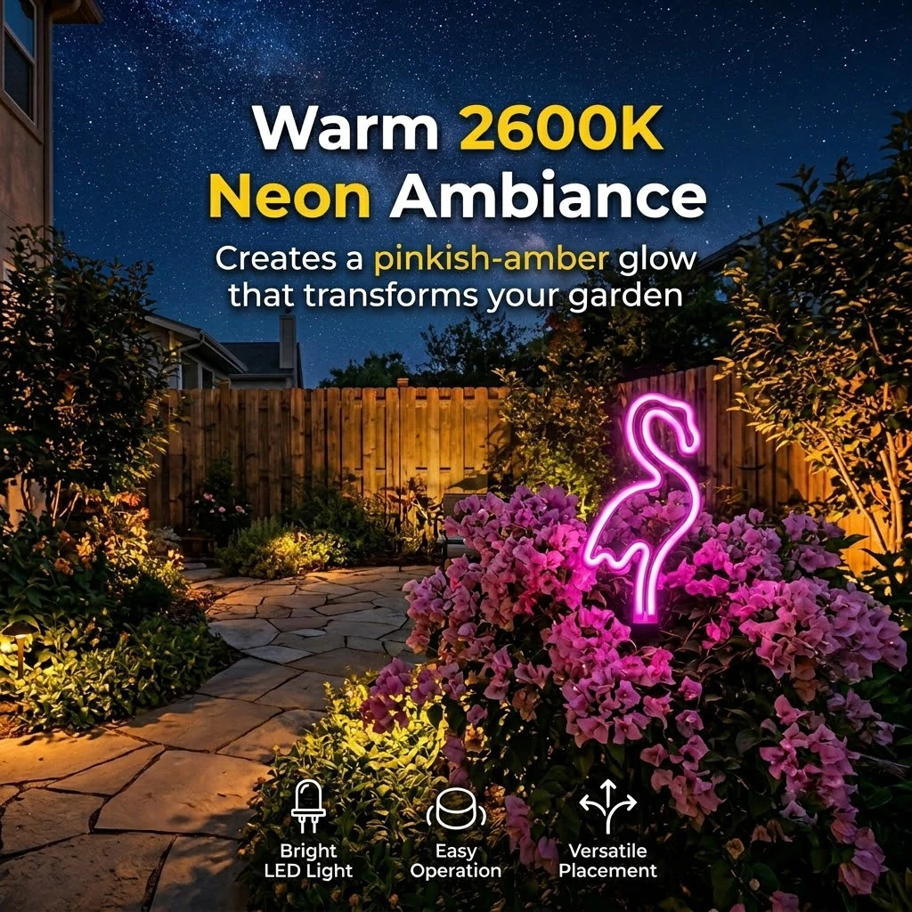 Solar Flamingo Neon LED Garden Light Waterproof Outdoor Yard Lawn Pathway Decor