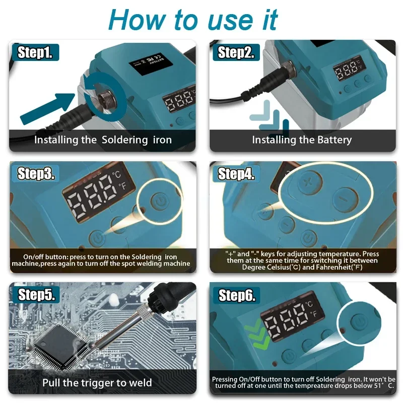 60W Cordless Electric Soldering Station for Makita 18V Li-ion Battery Digital Display Electric Soldering Iron 936 Solder Tip