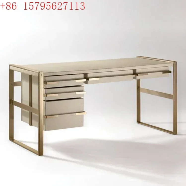 ls 35Italian light luxury stainless steel plate computer desk desk champagne gold