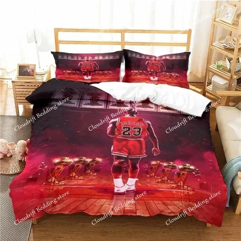 Basketball Star Bedding Set with zipper, Polyester 3D Digital Print Boys Girls Double Queen Comforter Cover set And Pillowcase02