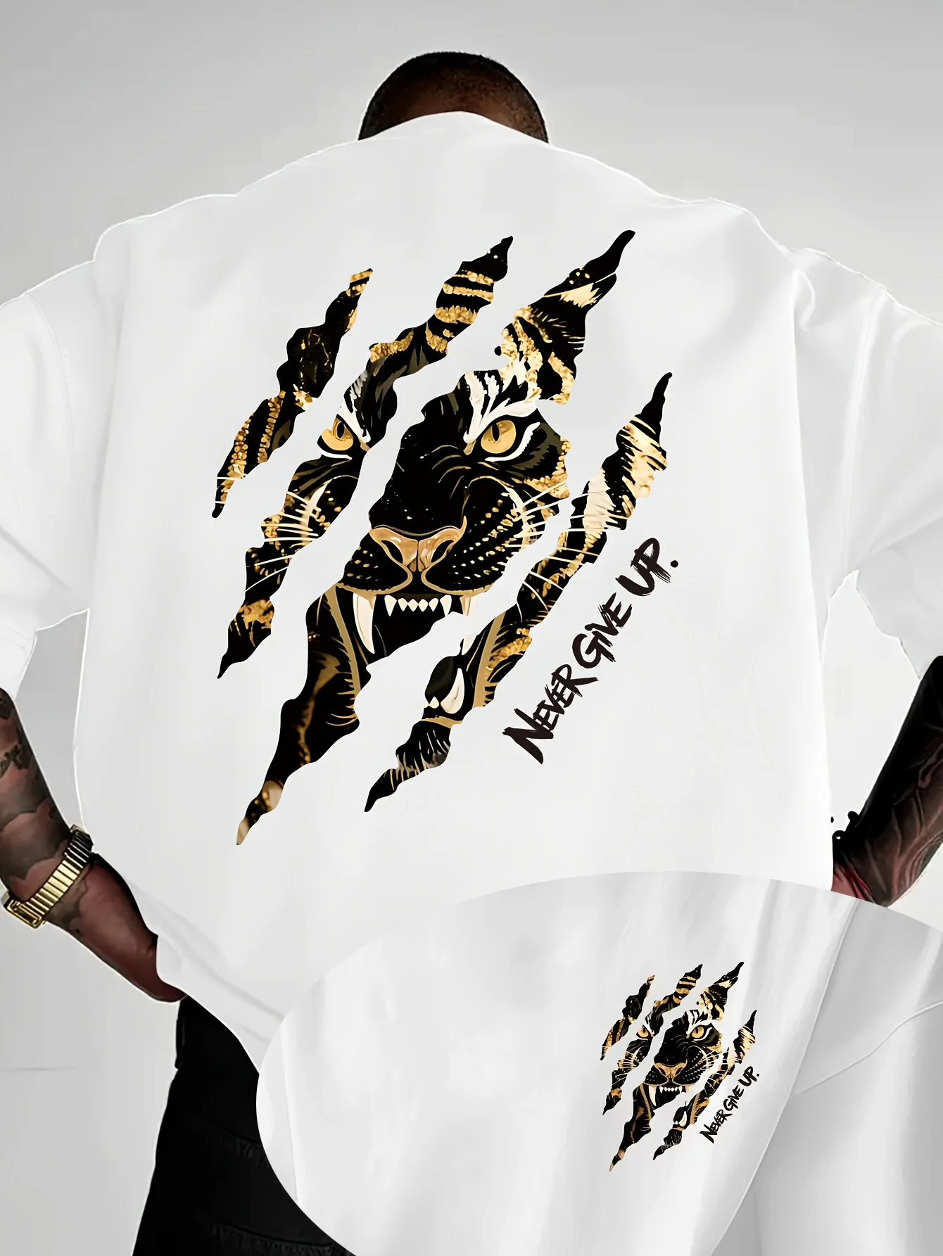 2026 Parent‑Child Matching Fierce Panther Claw Scratch Back‑Print Tiny Chest Graphic Inspirational Quote Family Short Sleeve Tee