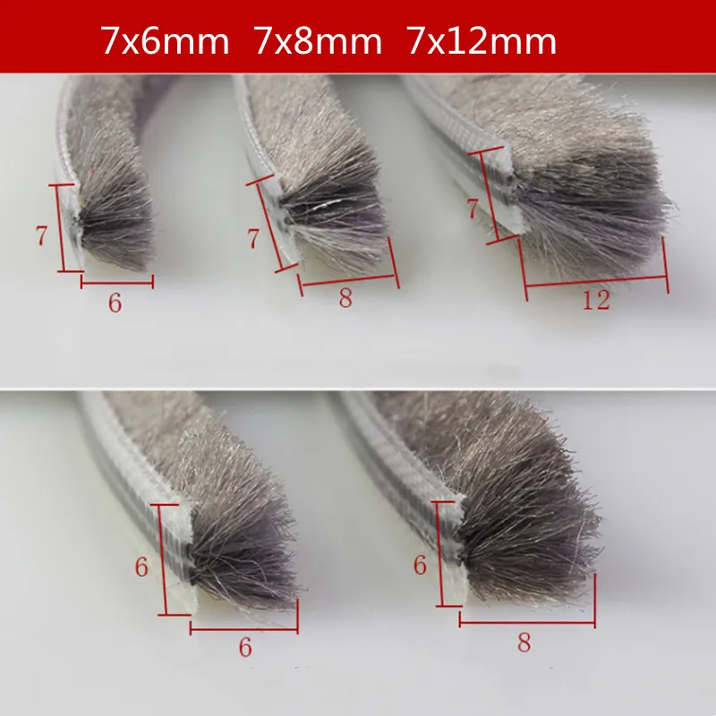 10 meters Felt Draught Excluder Wool Pile Weatherstrip Sliding Window Door Brush Seal +PVC Waterproof Hydro-Pro 7 x 12mm Gray