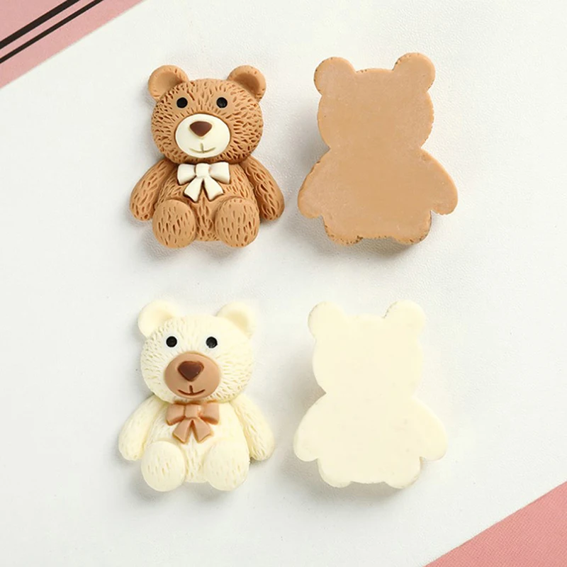 

10Pcs Beige Coffee Bear Resin Cabochon Flatbacks Fit Phone Decor Parts Scrapbooking Craft DIY Hair Bows Accessories