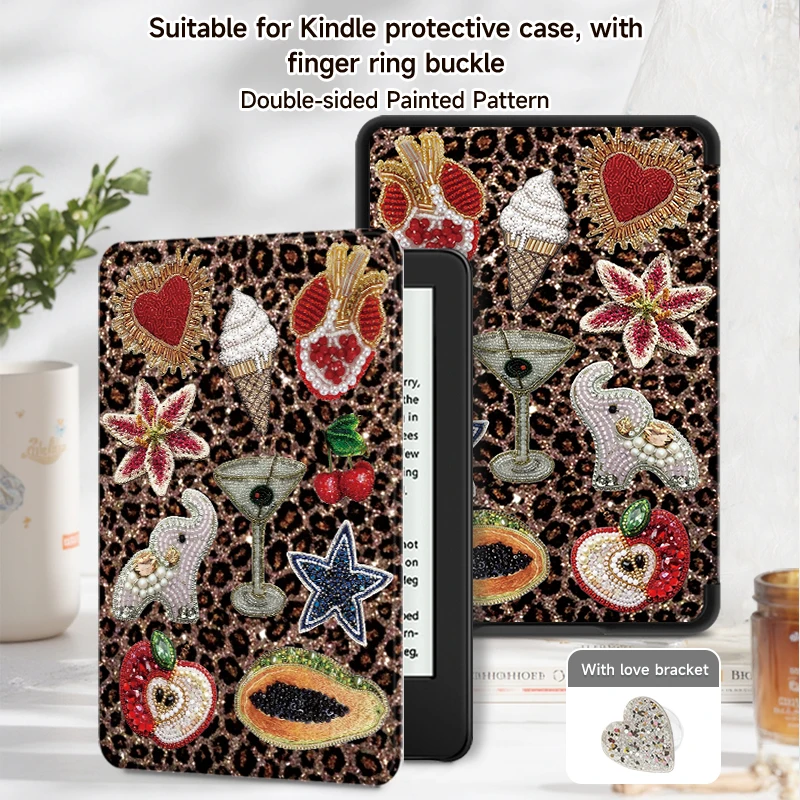 Cute Kindle case with love ring,for Paperwhite 5,Kindle 10/11/12th.Shockproof,sleek design,Ideal for e-readers