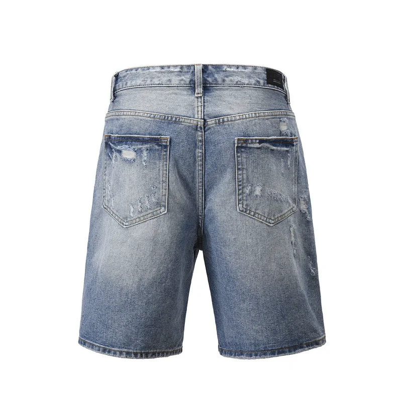 Ripped Denim Shorts 2025 Summer Vintage Distressed Hole Jean Shorts Harajuku Streetwear Cargo Short Pants Y2K Blue