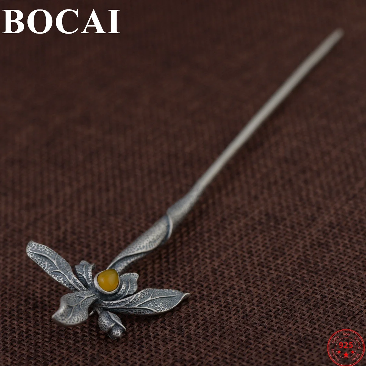 

BOCAI S925 Sterling Silver Hair Accessories Popular Retro Pattern Headdress Pure Argentum Hairpin Charm Jewelry for Women