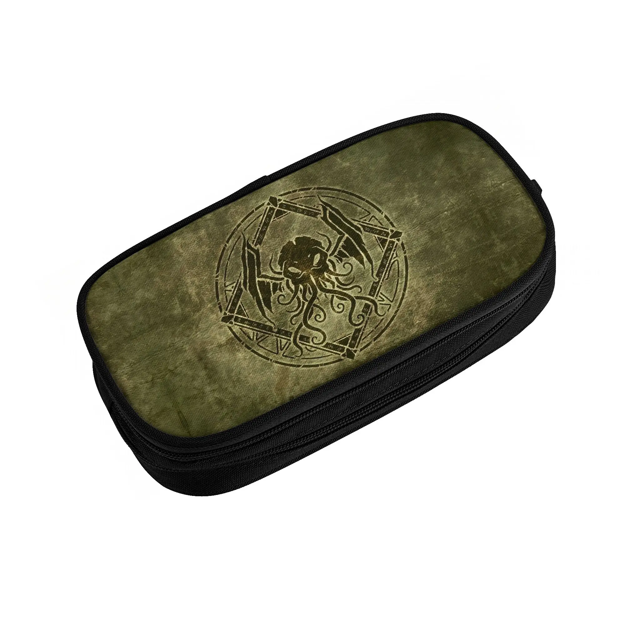 Kawaii C-Cthulhus Design Old Leather  Pencil Cases for Girls Boys Large Capacity Horror Dark Monster  Pencil Box School Supplies