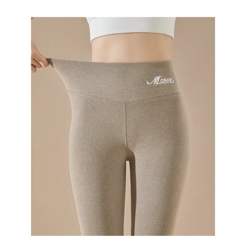Mallas cálidas de invierno para mujer, mallas de cintura alta sin rastro, pantalones térmicos interiores, mallas elásticas de terciopelo y gruesas