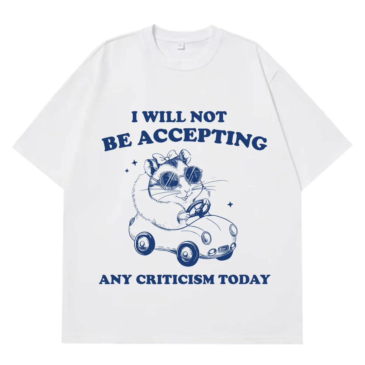 I Will Not Be Accepting Any Criticism Funny Cat Meme T-shirt Men Women Aesthetic Trend T-shirt Loose Casual Cotton T-shirts Tops