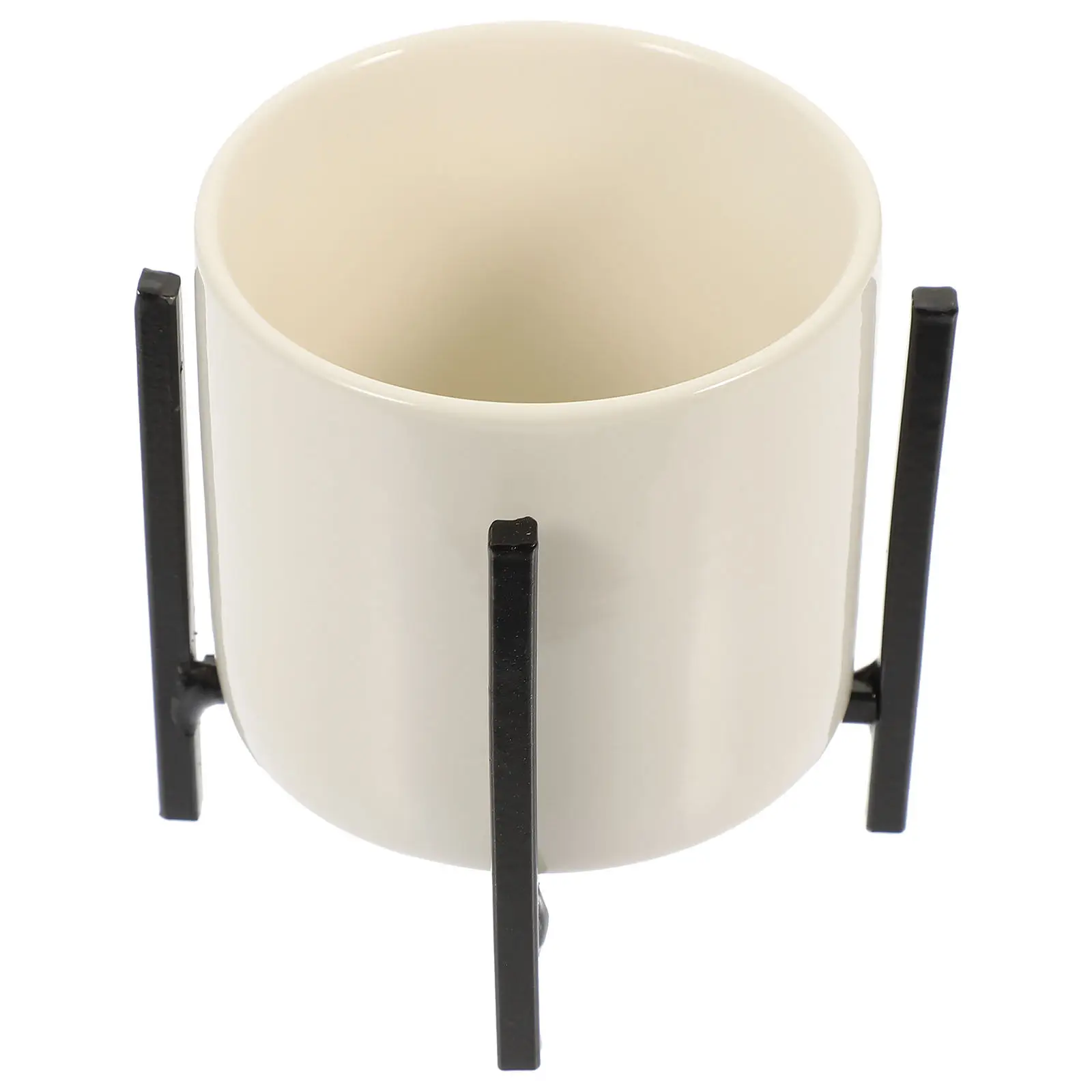Ceramic Chopstick Holder with Iron Stand Fresh Simple Color Wear-Resistant Easy Clean Kitchen Utensil Organizer Desktop Spoon