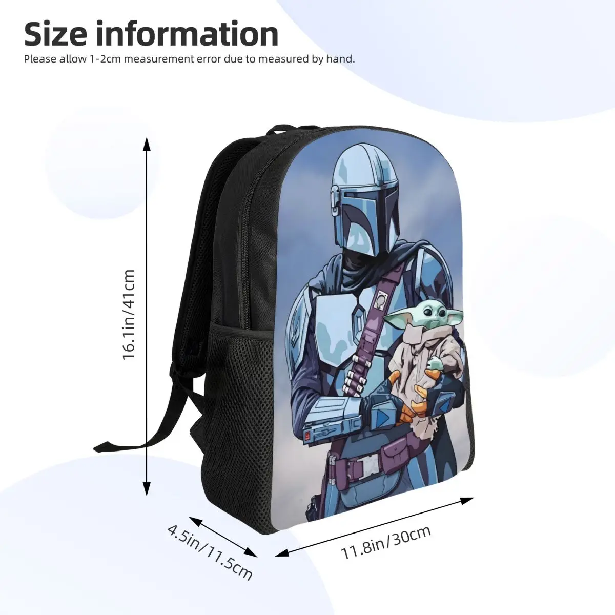 Mochila para ordenador portátil M-Mandalorianed personalizada, mochila informal para hombres y mujeres para la escuela, estudiantes universitarios, bolsa de historia de aventura