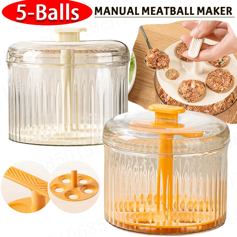 

Manual Meatball Maker 5 Balls Meatball Maker Tool Meatball Mold Round Fish Beaf Rice Ball Making Machine Kitchen Gadgets