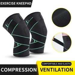 1PC Compression Knee Braces with Bandage Sports Running Basketball Fitness Volleyball Knee Sleeves Comfort Elasticity Knee Pad