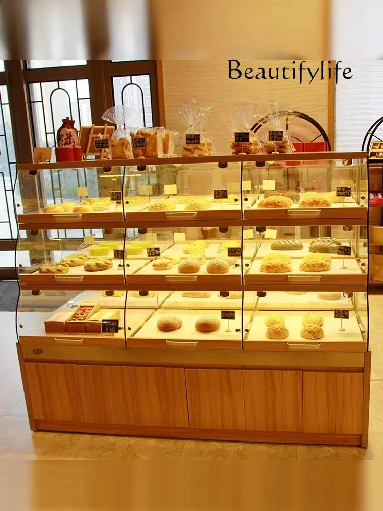A Bread Display Cabinet, Bread Rack, Island Cabinet, Cake Shop, Bread Rack, Glass, Commercial Drawer Type