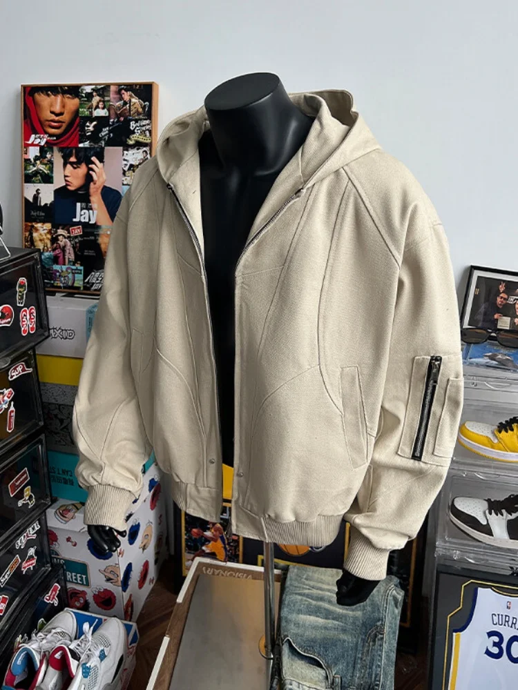 

Cleanfit Spring Versatile Canvas Baseball Jaet Men's Workwear Sle Zipper Decorated Loose Fit Anti-Wrinkle Polyester Jaet