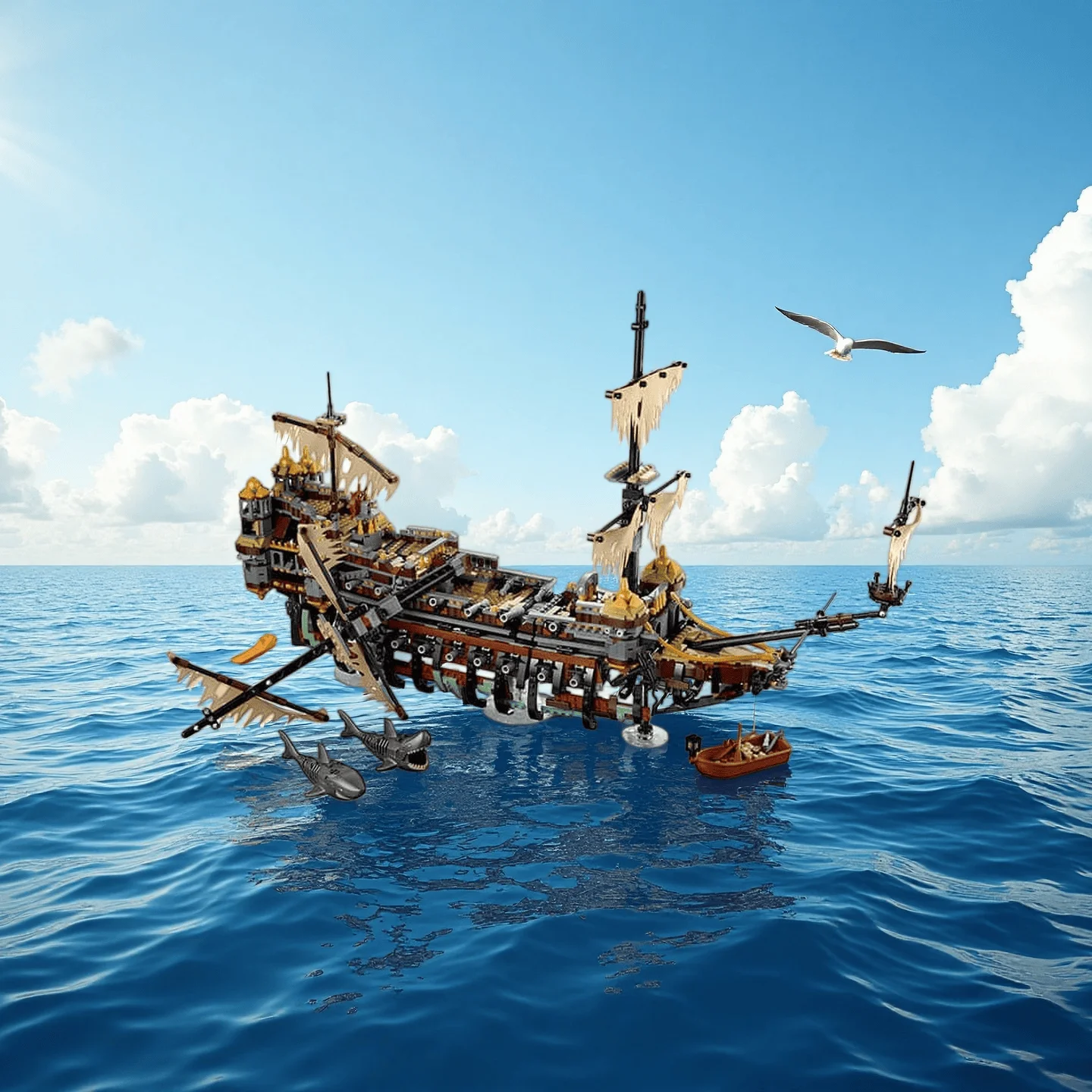 

2294Pcs Pirates Ship Imperial Caribbean Building Blocks Set Flagship Model Christmas Gifts Toys