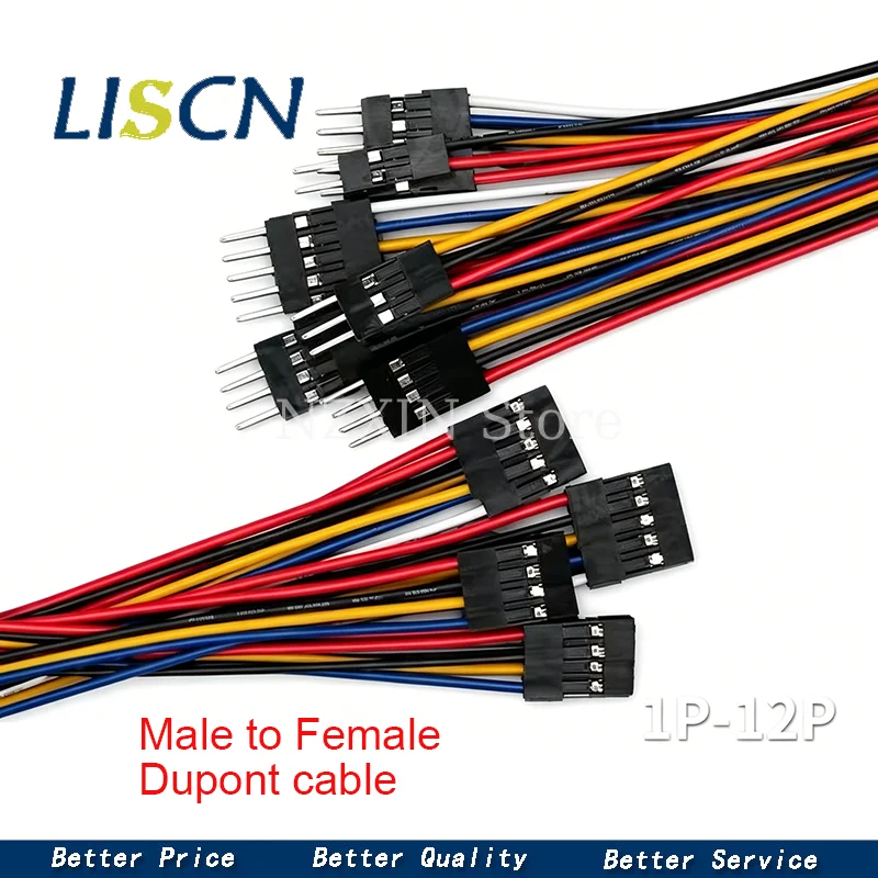 5PCS 2.54MM 2.54 Wire Dupont Line male to female 1P2 3 4 5 6 7 8 9 10 12 Pin Dupont cable connector JUMPER CABLE WIRE FOR PCB