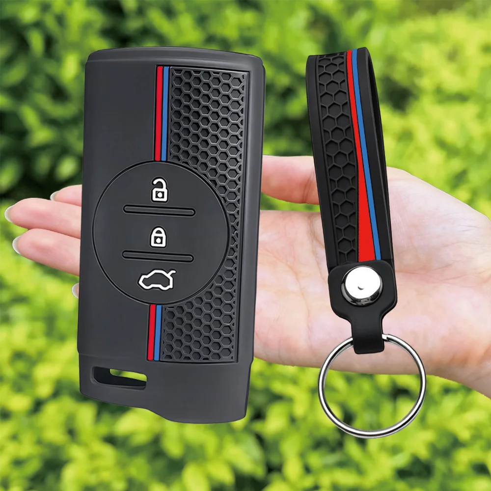 For Chery Tiggo 2 3X 4 5X 7 Pro 8 Pro Arrizo 5 Pro GX eQ7 Exeed TX Silicone Remote Key Case With Finger Loop And Key Ring